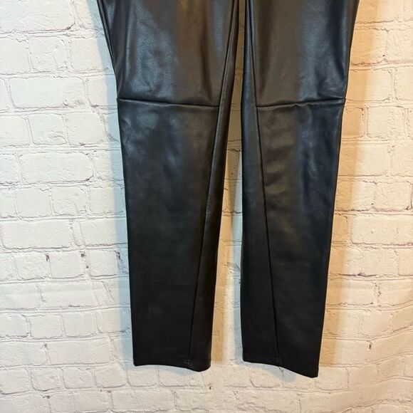 Emerson Fry Vegan Leather Leggings Pants Pull On Skinny Black Faux High Rise - Picture 3 of 5